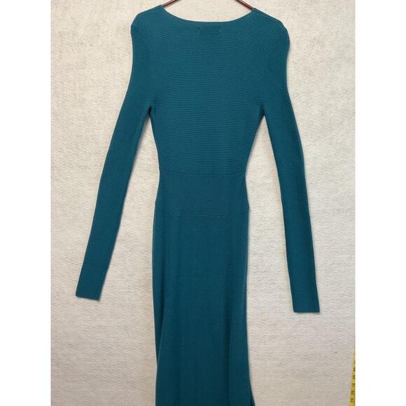 Tome Collective Dress Womens Small Teal Long Sleeve Knit Midi Merino Wool Blend - Picture 7 of 7